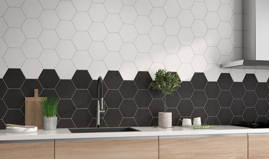 hexagon tiles in Backsplash