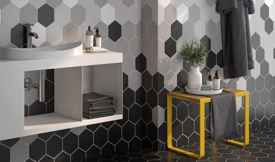 hexagon tiles in bathroom