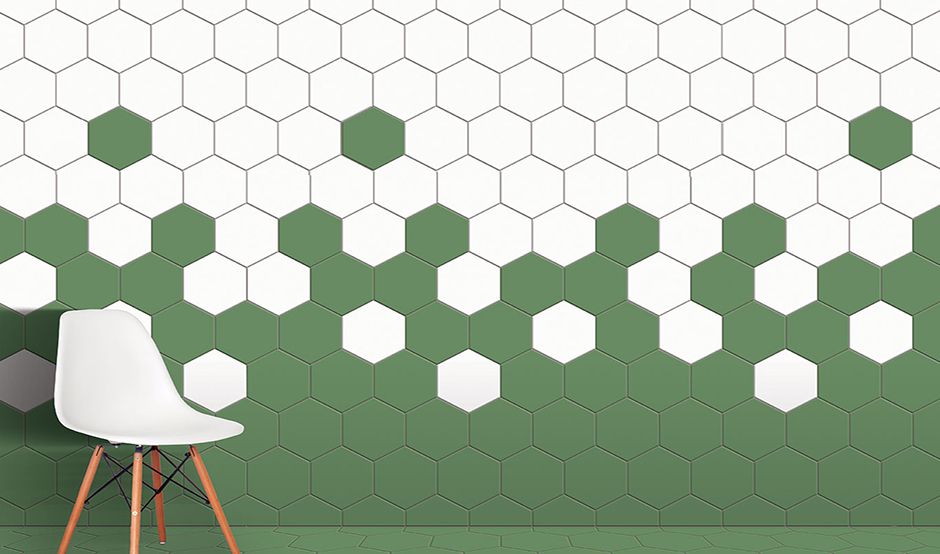 hexagon tiles in wall