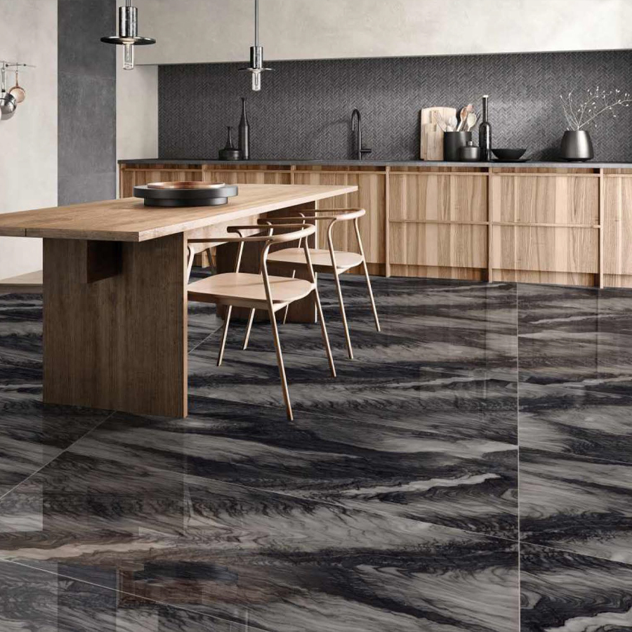 Dark discount tile floor