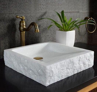 white marble square washbasin