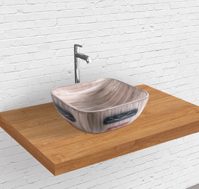 Buy designer wooden finish table top wash basin