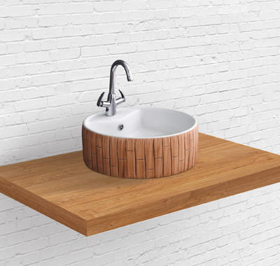 Buy wooden finish table top wash basin