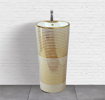 Lycos ceramic collection of Designer pedestal and one piece basin