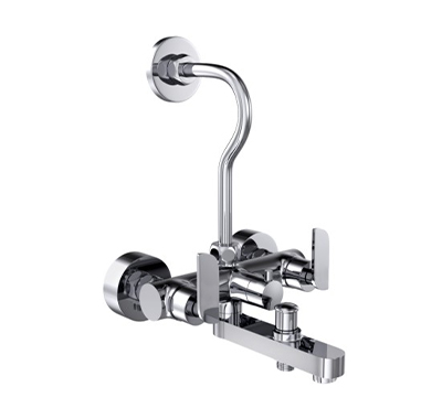 The 3-in-1 wall mixer is ideally used in the bathing area