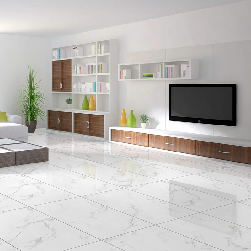 White Floor Tiles For Living Room