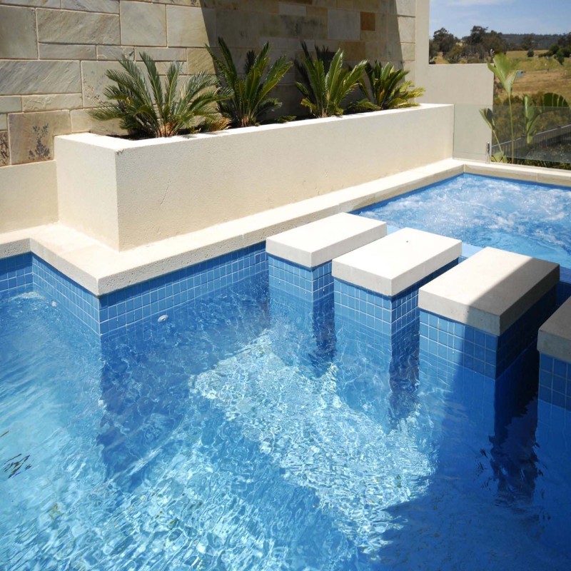 Blue tiles for swimming pool